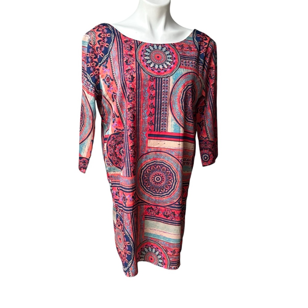 Aakaa Geometric Low Back Shift Dress, Sz M - Picture 4 of 15